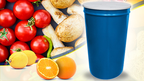bidón cónico para tomates, aguacates, zumos, verduras y otras frutas